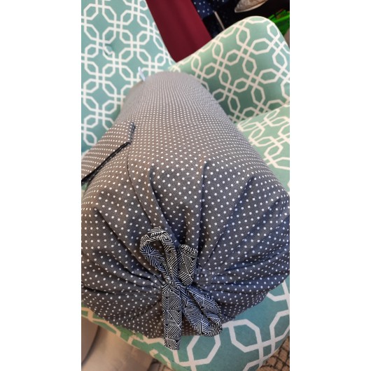 pohankový válec VELKÝ "big joga" průměr 20cm, délka 60cm šedý puntíky