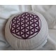 zafu - pohankový sedák - meditační polštář režný s vyšívanou mandalou bordó 30cm