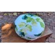 zafu - pohankový sedák - meditační polštář bílý s rostlinami průměr 30cm, výška 15cm