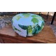 zafu - pohankový sedák - meditační polštář bílý s rostlinami průměr 30cm, výška 15cm