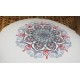 zafu - pohankový sedák - meditační polštář režný s vyšívanou mandalou došeda 40cm