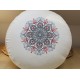zafu - pohankový sedák - meditační polštář režný s vyšívanou mandalou došeda 40cm