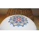 zafu - pohankový sedák - meditační polštář režný s vyšívanou mandalou domodra 40cm