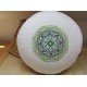 zafu - pohankový sedák - meditační polštář režný s vyšívanou mandalou dozelena 40cm