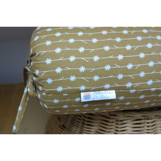 pohankový válec VELKÝ "big joga" průměr 20cm, délka 60cm karamel s kvítky