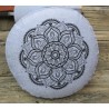 zafu - pohankový sedák - meditační polštář šedý, černou vyšívaný, průměr 30cm