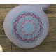 zafu - pohankový sedák - meditační polštář šedý, blankytná/bordó/růžová,  vyšívaný, průměr 30cm